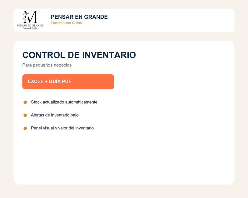 Portada de Control de Inventario para Pequeños Negocios